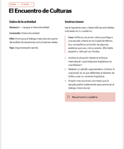 Una hoja de actividades en español titulada 