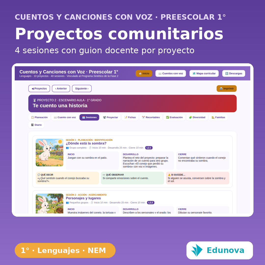 Cuentos y Canciones · Preescolar 1° | 10 Proyectos NEM Fase 2 · Lenguajes y 27 PDA 4 Cuentos y Canciones · Preescolar 1° | 10 Proyectos NEM Fase 2 · Lenguajes y 27 PDA - Imagen 4