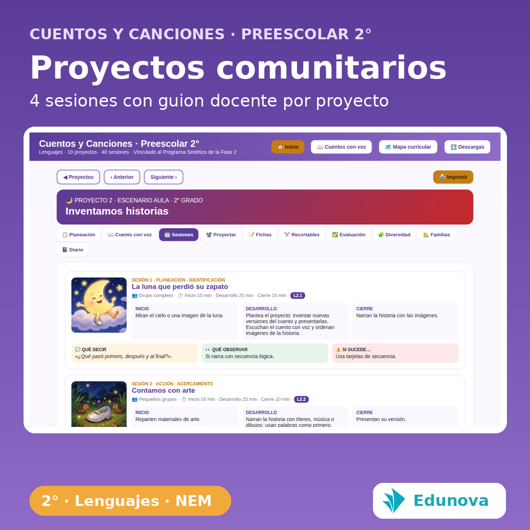 Cuentos y Canciones · Preescolar 2° | 10 Proyectos NEM Fase 2 · Lenguajes y 30 PDA · Recursos Interactivos 4 Cuentos y Canciones · Preescolar 2° | 10 Proyectos NEM Fase 2 · Lenguajes y 30 PDA · Recursos Interactivos - Imagen 4