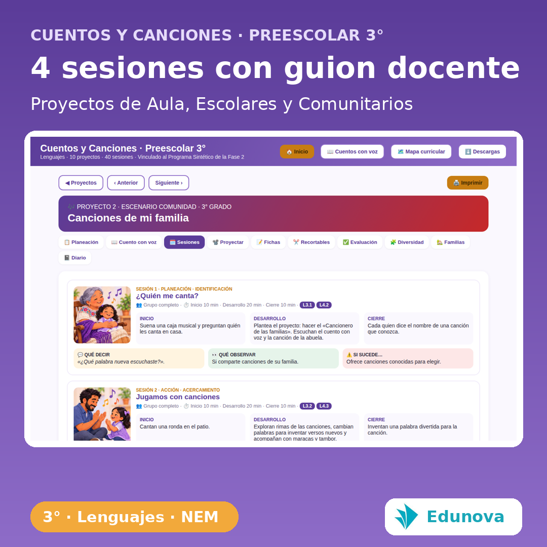 Cuentos y Canciones · Preescolar 3° | 10 Proyectos NEM Fase 2 · Lenguajes · 30 PDA 4 Cuentos y Canciones · Preescolar 3° | 10 Proyectos NEM Fase 2 · Lenguajes · 30 PDA - Imagen 4