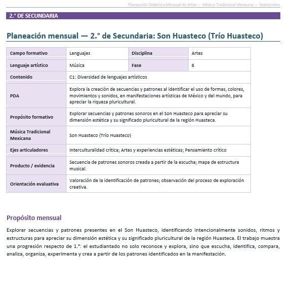 Planeaciones NEM Artes Música Tradicional Mexicana 1.º 2.º y 3.º Secundaria | Programa Analítico y Planeaciones 2026-2027 | Word Editable 5 Planeaciones NEM Artes Música Tradicional Mexicana 1.º 2.º y 3.º Secundaria | Programa Analítico y Planeaciones 2026-2027 | Word Editable - Image 5