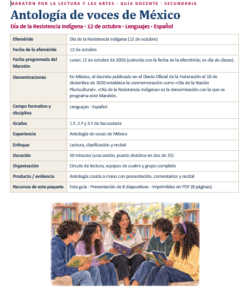 Efemérides y Maratón por la Lectura y las Artes Octubre 2026-2027 | Secundaria 1.º, 2.º y 3.º Grado 9 Imagen 4 328