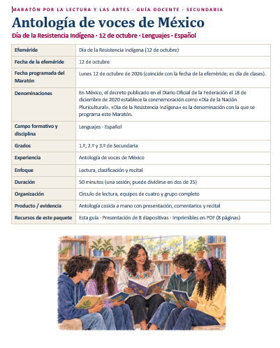 Efemérides y Maratón por la Lectura y las Artes Octubre 2026-2027 | Secundaria 1.º, 2.º y 3.º Grado 5 Efemérides y Maratón por la Lectura y las Artes Octubre 2026-2027 | Secundaria 1.º, 2.º y 3.º Grado - Imagen 5