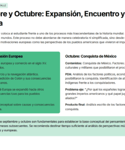 Un documento educativo en español expone dos temas de historia: 