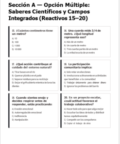 Una sección del examen de opción múltiple en español titulada 