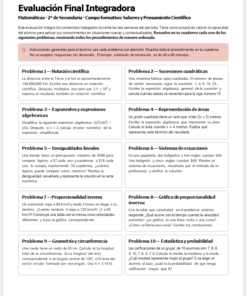 Examen de matemáticas en español para alumnos de 2º de bachillerato, titulado 