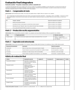 Una hoja de evaluación en español titulada 