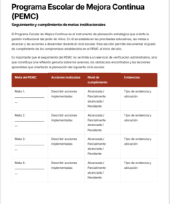 Informe de Evaluación Institucional y Rendición de Cuentas Preescolar Ciclo 2025-2026 NEM | Basado en Programa Analítico y PEMC – Word Editable 13 Imagen 5 100
