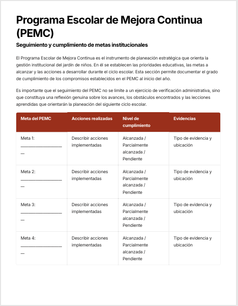 Informe de Evaluación Institucional y Rendición de Cuentas Preescolar Ciclo 2025-2026 NEM | Basado en Programa Analítico y PEMC – Word Editable 6 Informe de Evaluación Institucional y Rendición de Cuentas Preescolar Ciclo 2025-2026 NEM | Basado en Programa Analítico y PEMC – Word Editable - Image 6