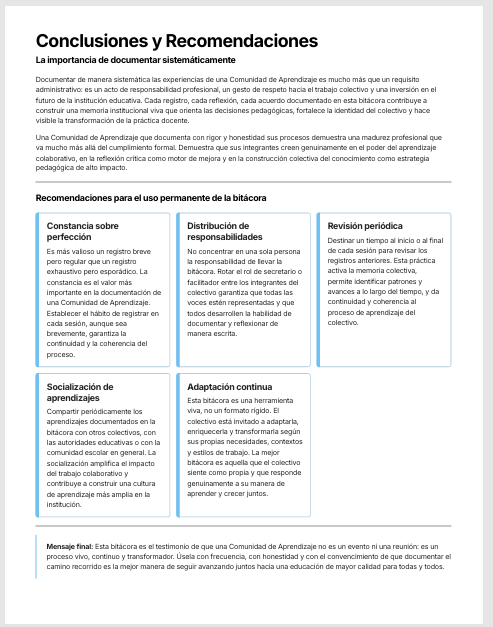 Bitácora de la Comunidad de Aprendizaje Editable en Word | Formatos para la Reflexión, el Seguimiento y la Documentación del Trabajo Colaborativo 6 Bitácora de la Comunidad de Aprendizaje Editable en Word | Formatos para la Reflexión, el Seguimiento y la Documentación del Trabajo Colaborativo - Image 6