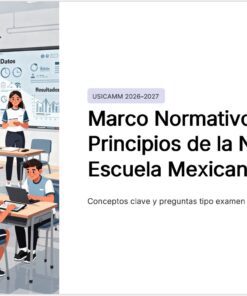 Un aula con alumnos sentados en pupitres utilizando ordenadores portátiles y un profesor de pie junto a una pizarra con gráficos. Texto: 