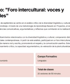 Captura de pantalla de la descripción de un proyecto educativo español titulado 