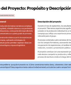 Un documento marco del proyecto en español con secciones: 