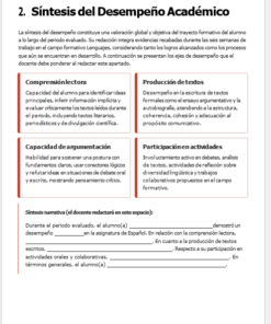 Un formulario de evaluación académica en español titulado 