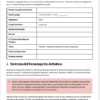 Kit de Cierre de Ciclo Artes 1 Secundaria | Planeación, Actividades, Evaluación y Reporte Editable en Word 12 Formulario de información del alumno en español con secciones para nombre, curso, asignatura, profesor y horario. A continuación hay una sección para la síntesis de la actuación artística, que incluye un recuadro rojo con instrucciones de escritura adicionales.