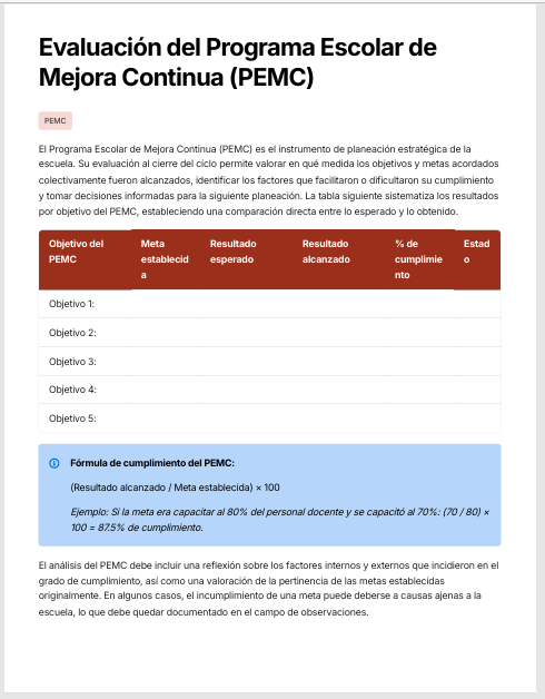 Informe de Evaluación Institucional y Rendición de Cuentas Primaria Ciclo 2025-2026 NEM | Basado en Programa Analítico y PEMC - Word Editable 6 Informe de Evaluación Institucional y Rendición de Cuentas Primaria Ciclo 2025-2026 NEM | Basado en Programa Analítico y PEMC - Word Editable - Image 6