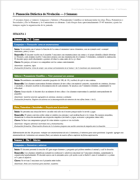 Kit de Evaluación Diagnóstica NEM 3° de Primaria 2026-2027 | 4 Herramientas para Evaluar y Atender el Rezago | Word y Excel Editable 7 Kit de Evaluación Diagnóstica NEM 3° de Primaria 2026-2027 | 4 Herramientas para Evaluar y Atender el Rezago | Word y Excel Editable - Image 7