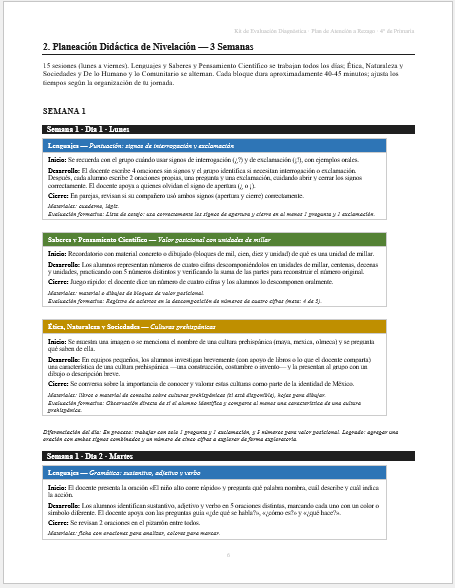 Kit de Evaluación Diagnóstica NEM 4° de Primaria 2026-2027 | 4 Herramientas para Evaluar y Atender el Rezago | Word y Excel Editable 7 Kit de Evaluación Diagnóstica NEM 4° de Primaria 2026-2027 | 4 Herramientas para Evaluar y Atender el Rezago | Word y Excel Editable - Image 7