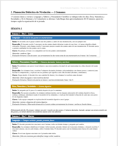 Kit de Evaluación Diagnóstica NEM 5° de Primaria 2026-2027 | 4 Herramientas para Evaluar y Atender el Rezago | Word y Excel Editable 7 Kit de Evaluación Diagnóstica NEM 5° de Primaria 2026-2027 | 4 Herramientas para Evaluar y Atender el Rezago | Word y Excel Editable - Image 7