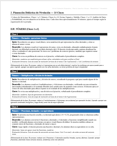 Kit de Evaluación Diagnóstica NEM Matemáticas 1° de Secundaria 2026-2027 | 4 Herramientas para Evaluar y Atender el Rezago | Word y Excel Editable 7 Kit de Evaluación Diagnóstica NEM Matemáticas 1° de Secundaria 2026-2027 | 4 Herramientas para Evaluar y Atender el Rezago | Word y Excel Editable - Image 7