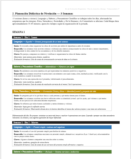 Kit de Evaluación Diagnóstica NEM Telesecundaria 2° 2026-2027 | 4 Herramientas para Evaluar y Atender el Rezago | Word y Excel Editable 7 Kit de Evaluación Diagnóstica NEM Telesecundaria 2° 2026-2027 | 4 Herramientas para Evaluar y Atender el Rezago | Word y Excel Editable - Image 7