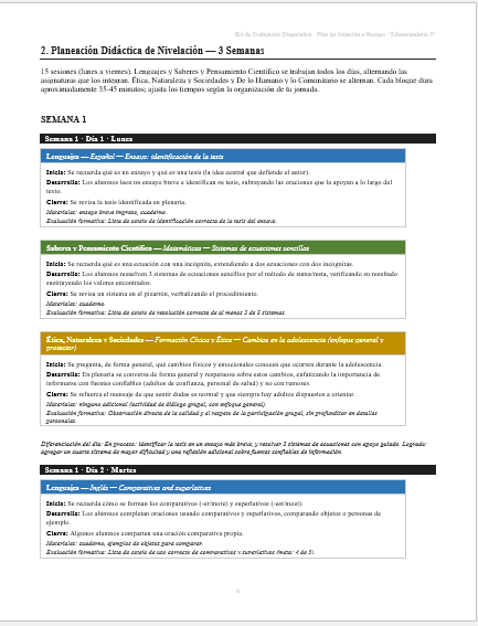 Kit de Evaluación Diagnóstica NEM Telesecundaria 3° 2026-2027 | 4 Herramientas para Evaluar y Atender el Rezago | Word y Excel Editable 7 Kit de Evaluación Diagnóstica NEM Telesecundaria 3° 2026-2027 | 4 Herramientas para Evaluar y Atender el Rezago | Word y Excel Editable - Image 7