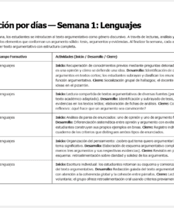 Un plan de clase semanal en español titulado 