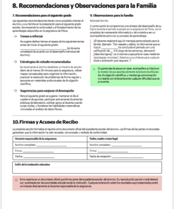 Documento educativo en español a dos columnas, titulado 