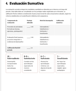 Una rúbrica en español titulada 