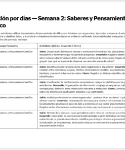 Una tabla de planificación semanal titulada 