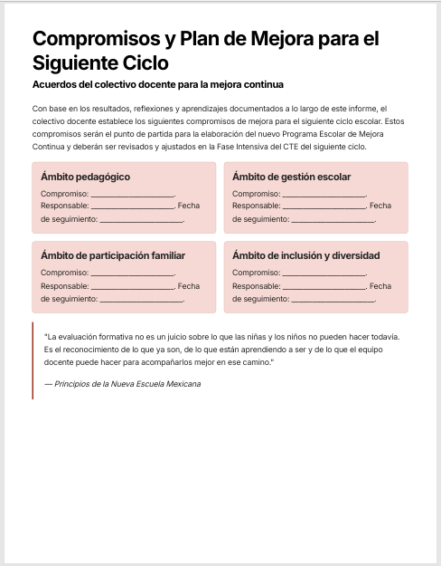 Informe de Evaluación Institucional y Rendición de Cuentas Preescolar Ciclo 2025-2026 NEM | Basado en Programa Analítico y PEMC – Word Editable 8 Informe de Evaluación Institucional y Rendición de Cuentas Preescolar Ciclo 2025-2026 NEM | Basado en Programa Analítico y PEMC – Word Editable - Image 8
