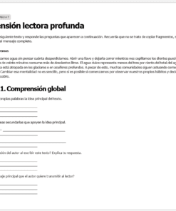 Hoja de ejercicios de comprensión lectora en español titulada 