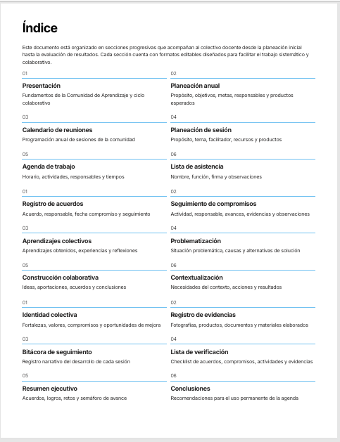 Agenda de la Comunidad de Aprendizaje Editable en Word | Planeador Profesional para la Organización y Seguimiento del Trabajo Colaborativo Docente 2 Agenda de la Comunidad de Aprendizaje Editable en Word | Planeador Profesional para la Organización y Seguimiento del Trabajo Colaborativo Docente - Image 2