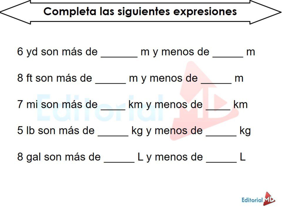 Sistema Inglés De Medidas Para Niños 2022