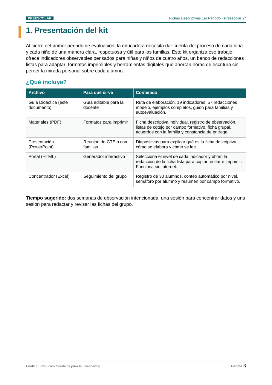 EduKIT Fichas Descriptivas 1er Periodo Preescolar 2° | Evaluación Formativa 2 EduKIT Fichas Descriptivas 1er Periodo Preescolar 2° | Evaluación Formativa - Imagen 2