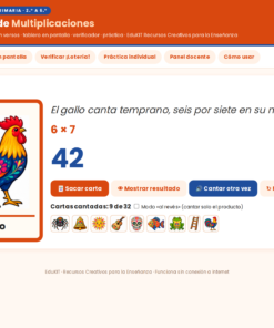 EduKIT Lotería de Multiplicaciones para Primaria | 32 Cartas, 20 Tableros y Cantor Digital 8 Imagen 1 37