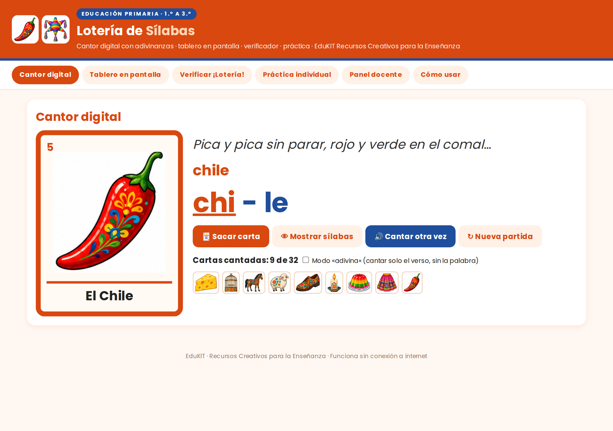 EduKIT Lotería de Sílabas para Primaria | 32 Cartas, 20 Tableros y Portal Interactivo 2 EduKIT Lotería de Sílabas para Primaria | 32 Cartas, 20 Tableros y Portal Interactivo - Imagen 2
