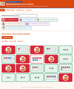 EduKIT Memorama de Sumas y Restas para Primaria | 120 Tarjetas, 6 Sets y Portal Interactivo 8 Imagen 1 41