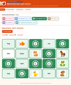 EduKIT Memorama de Inglés Básico para Primaria | 120 Tarjetas, 6 Sets y Portal con Audio en Inglés 8 Imagen 1 45