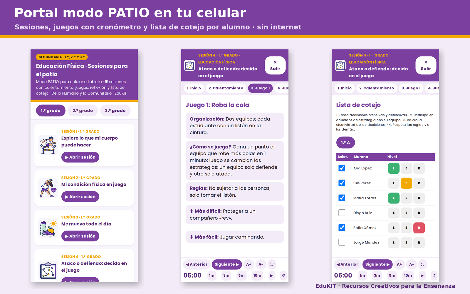 EduKIT Fichas de Trabajo de Educación Física para Secundaria 1.°, 2.° y 3.° | 15 Sesiones, 45 Juegos y Evaluación en el Patio 2 EduKIT Fichas de Trabajo de Educación Física para Secundaria 1.°, 2.° y 3.° | 15 Sesiones, 45 Juegos y Evaluación en el Patio - Imagen 2