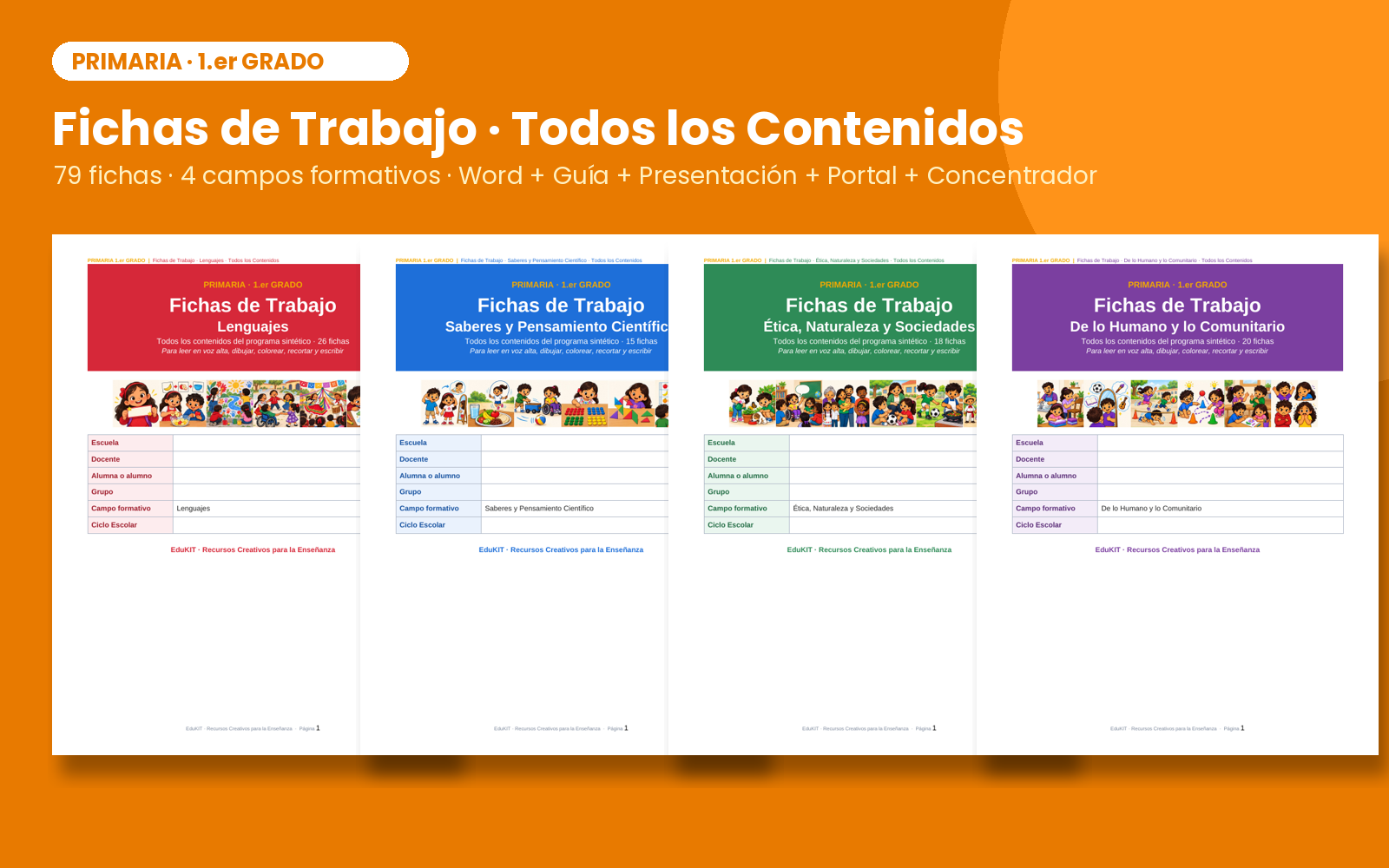 Fichas de Trabajo para Primaria 1er Grado | 79 Fichas de los 4 Campos Formativos y Todos los Contenidos 2 Fichas de Trabajo para Primaria 1er Grado | 79 Fichas de los 4 Campos Formativos y Todos los Contenidos - Imagen 2