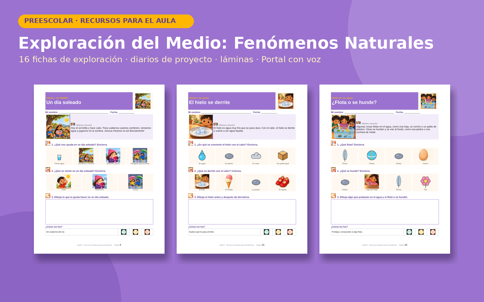 Exploración del Medio: Fenómenos Naturales para Preescolar | 45 Recursos Imprimibles, Experimentos y Portal Interactivo 2 Exploración del Medio: Fenómenos Naturales para Preescolar | 45 Recursos Imprimibles, Experimentos y Portal Interactivo - Imagen 2