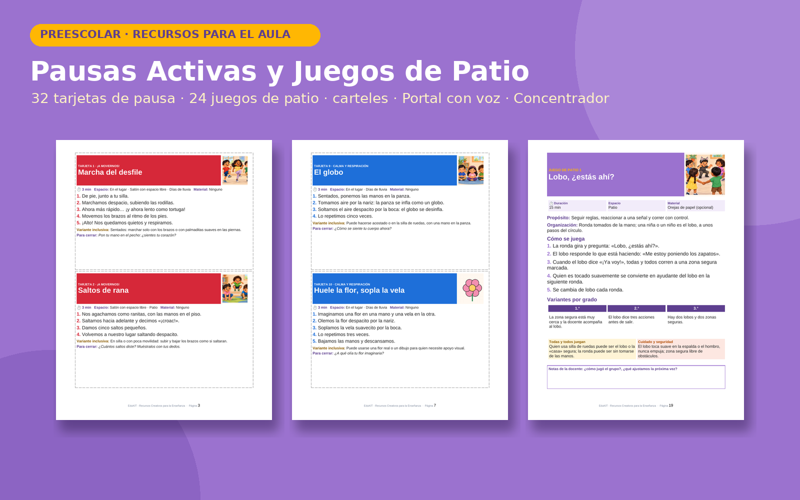 Pausas Activas y Juegos de Patio para Preescolar | 32 Tarjetas, 24 Juegos, Rutinas y Portal Interactivo 2 Pausas Activas y Juegos de Patio para Preescolar | 32 Tarjetas, 24 Juegos, Rutinas y Portal Interactivo - Imagen 2