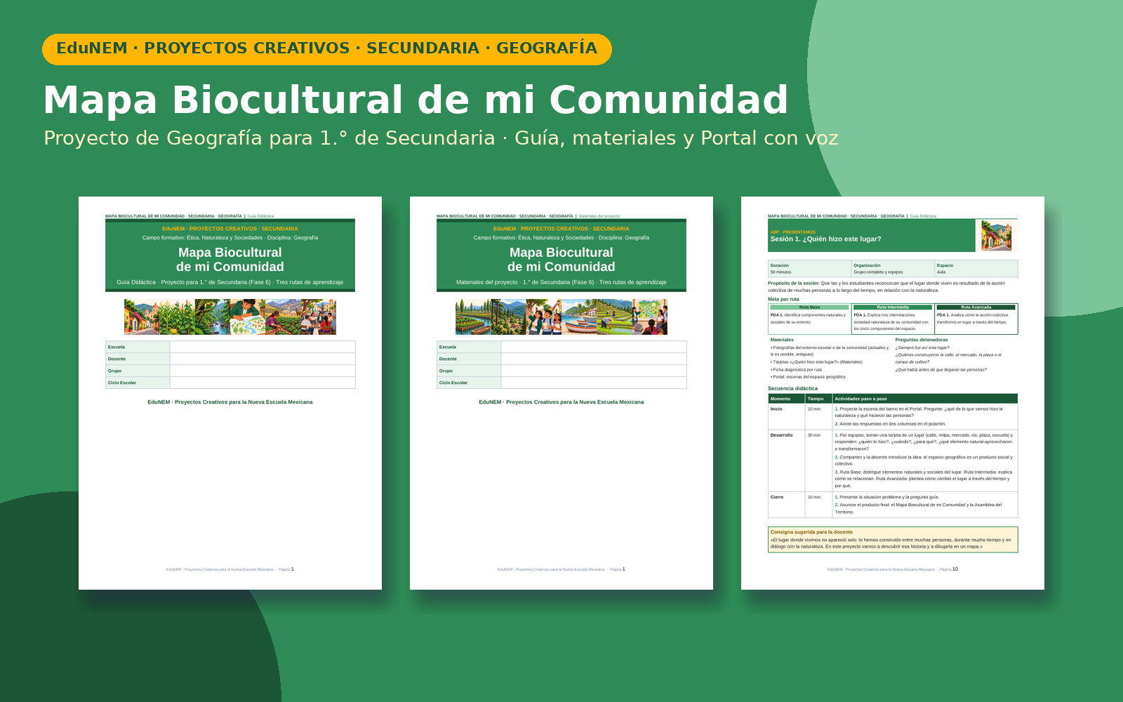 Mapa Biocultural de mi Comunidad | EduNEM Geografía Secundaria 1.º | 10 sesiones y 3 rutas de aprendizaje 2 Vista previa 2 de Mapa Biocultural de mi Comunidad | EduNEM Geografía Secundaria 1.º | 10 sesiones y 3 rutas de aprendizaje