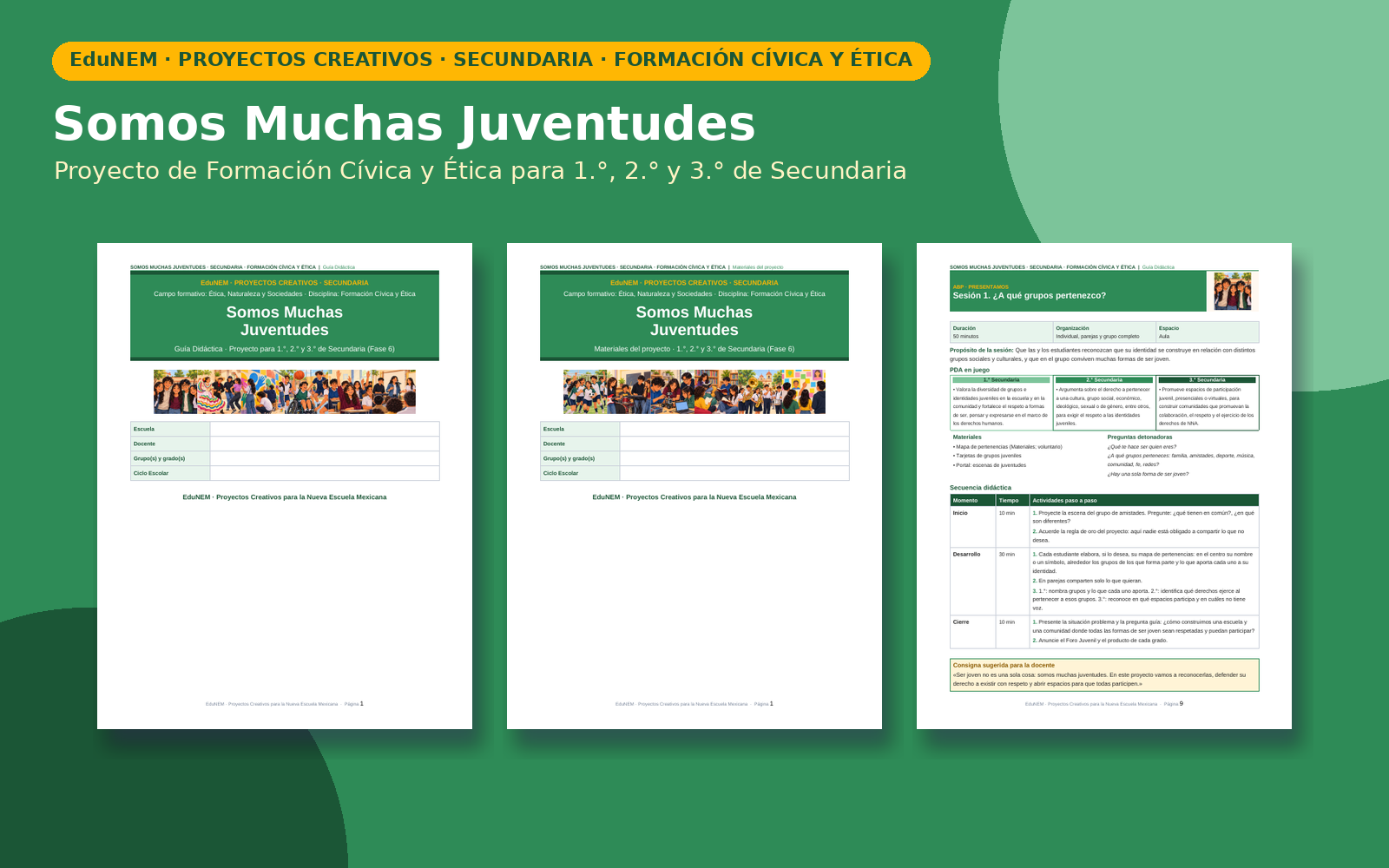 Somos Muchas Juventudes | EduNEM Formación Cívica y Ética Secundaria 1.º a 3.º | 10 sesiones y 12 fichas 2 Vista previa 2 de Somos Muchas Juventudes | EduNEM Formación Cívica y Ética Secundaria 1.º a 3.º | 10 sesiones y 12 fichas