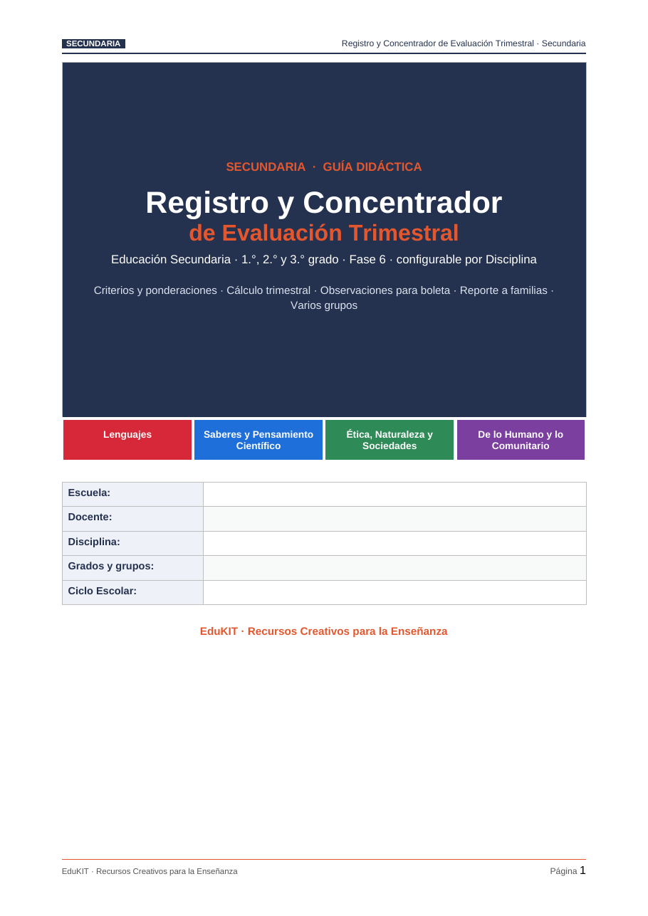 EduKIT Evaluación Trimestral Secundaria | Fase 6 NEM 2 EduKIT Evaluación Trimestral Secundaria | Fase 6 NEM - Imagen 2
