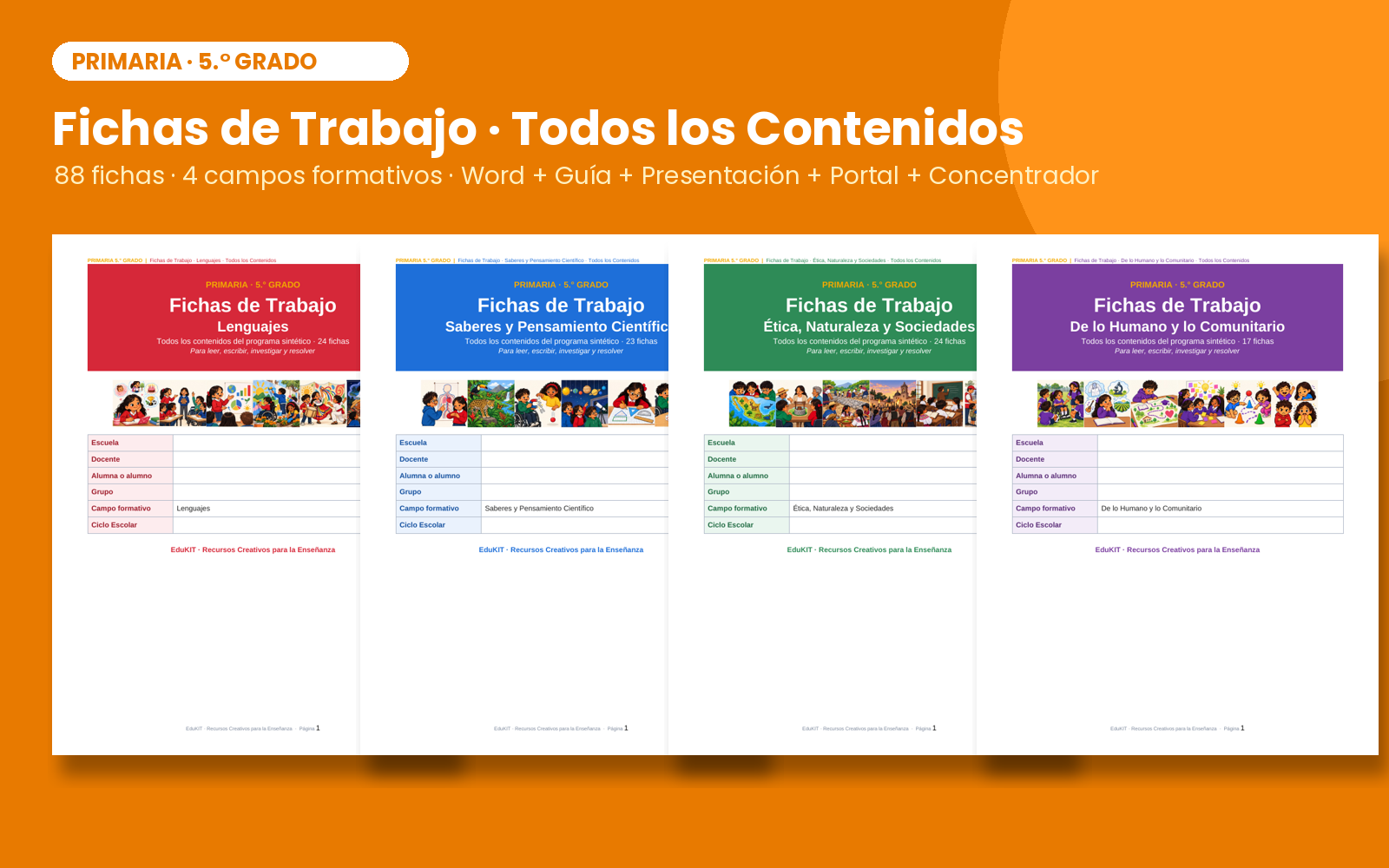 Fichas de Trabajo para Primaria 5.° Grado | 88 Fichas, 84 Contenidos y 253 PDA 2 Fichas de Trabajo para Primaria 5.° Grado | 88 Fichas, 84 Contenidos y 253 PDA - Imagen 2