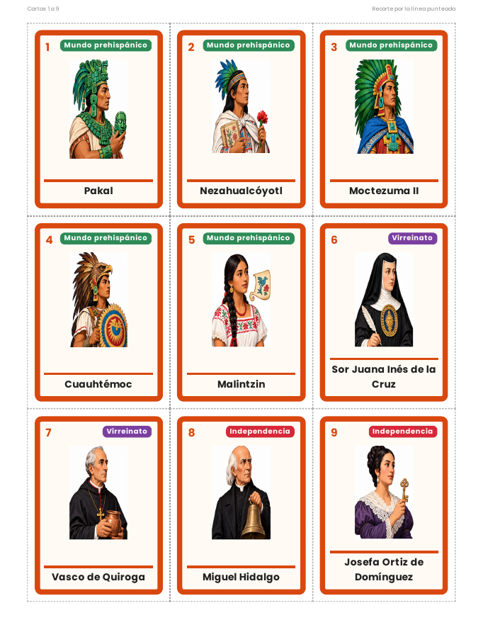 EduKIT Lotería de Personajes de la Historia de México para Primaria | 32 Personajes, 20 Tableros y Portal Interactivo 3 EduKIT Lotería de Personajes de la Historia de México para Primaria | 32 Personajes, 20 Tableros y Portal Interactivo - Imagen 3