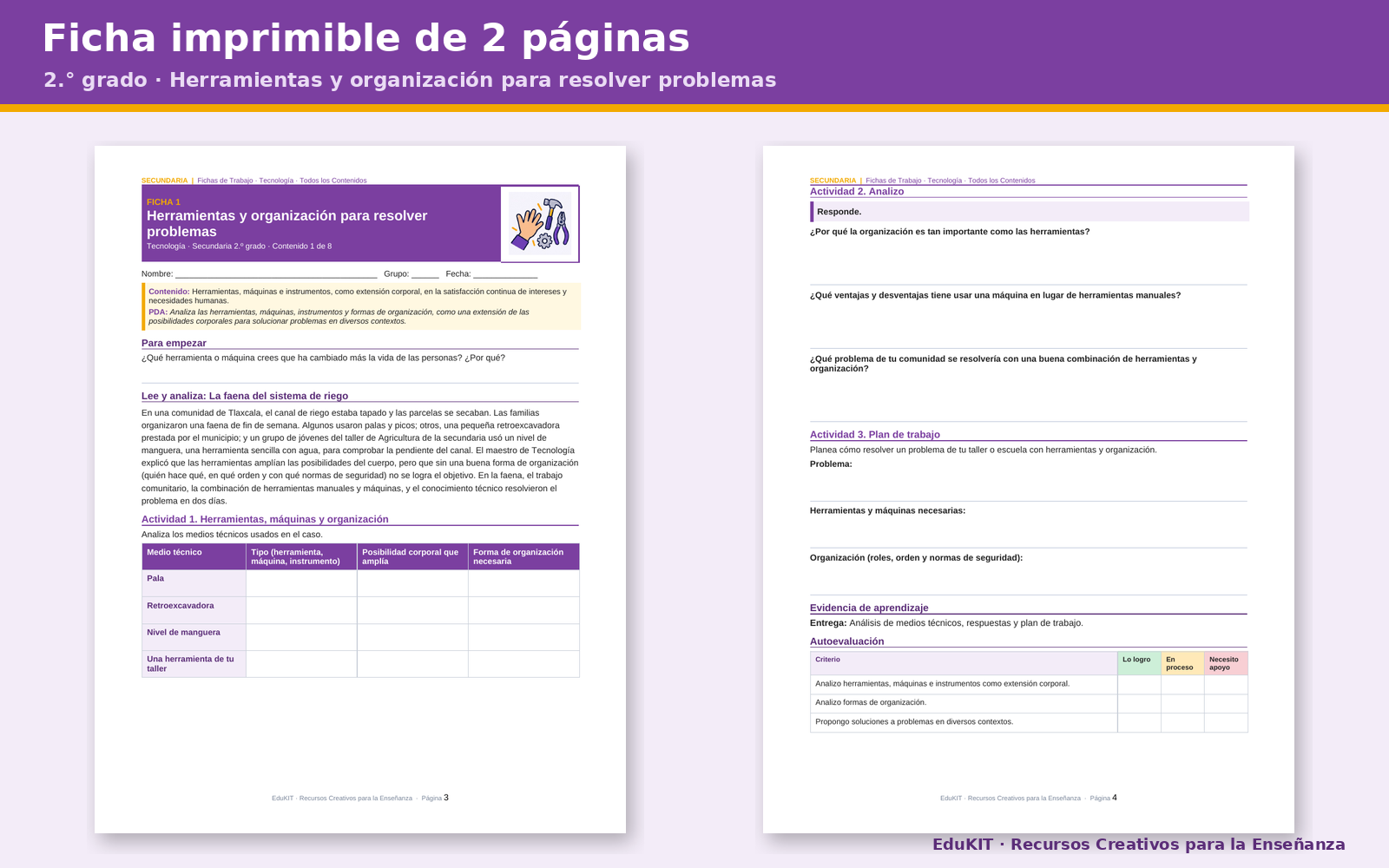 EduKIT Fichas de Trabajo de Tecnología para Secundaria 1.°, 2.° y 3.° | 24 Fichas, Rúbricas y los 8 Contenidos 3 EduKIT Fichas de Trabajo de Tecnología para Secundaria 1.°, 2.° y 3.° | 24 Fichas, Rúbricas y los 8 Contenidos - Imagen 3