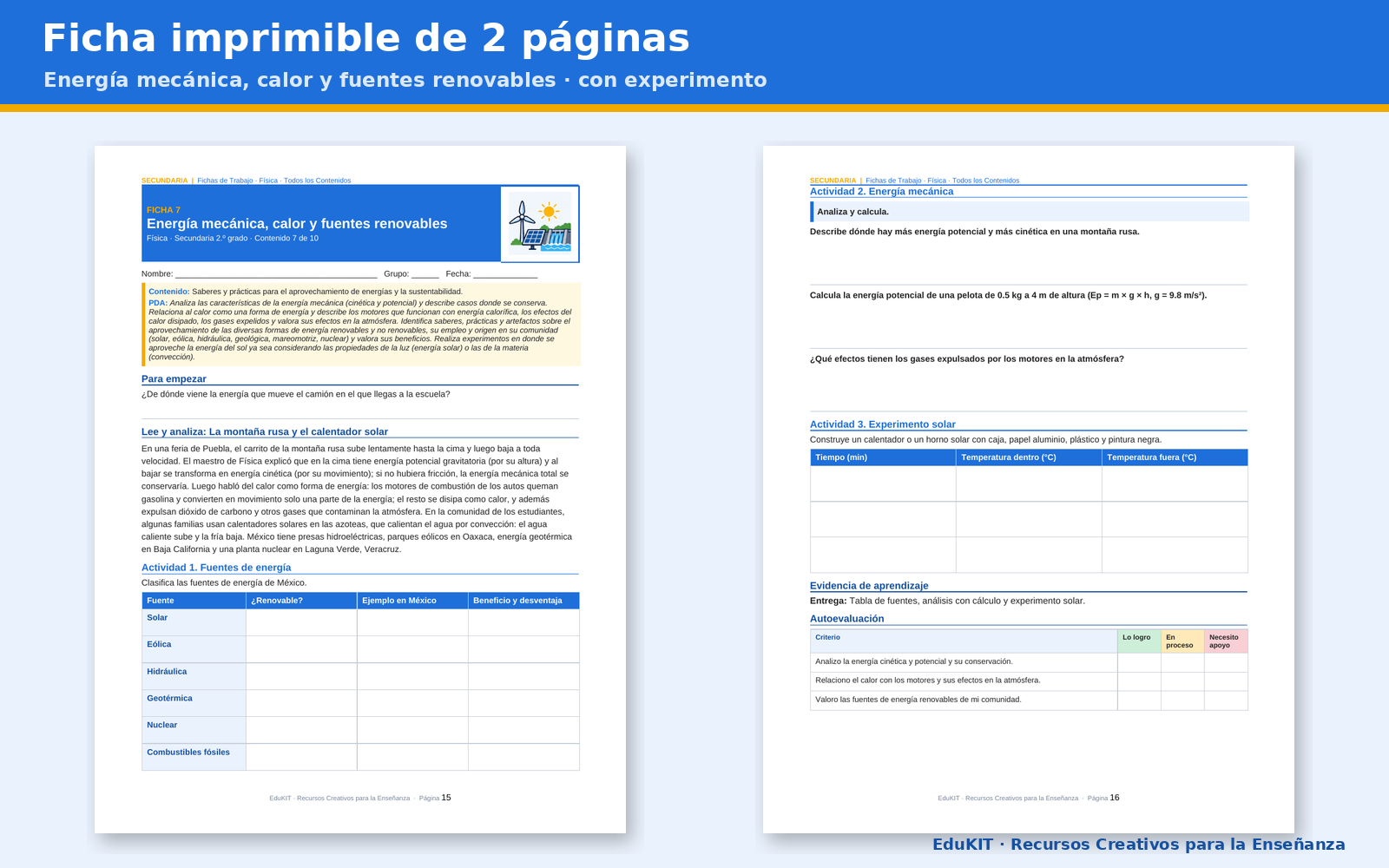 Fichas de Trabajo de Física para Secundaria 2.º Grado | 10 Fichas, 10 Experimentos y Todos los Contenidos 3 Fichas de Trabajo de Física para Secundaria 2.º Grado | 10 Fichas, 10 Experimentos y Todos los Contenidos - Imagen 3